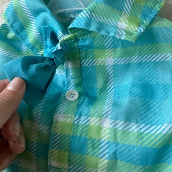 Meijer | Easter Dog apparel "Blue Plaid" Button Up Shirt | Size Medium - Picture 4 of 10